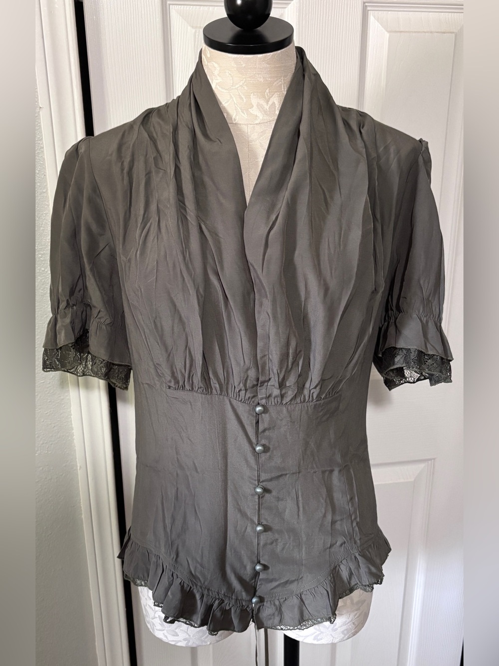 NWT Scarlet Darkness Olive Green Victorian Blouse XL Gothic Renaissance Corset